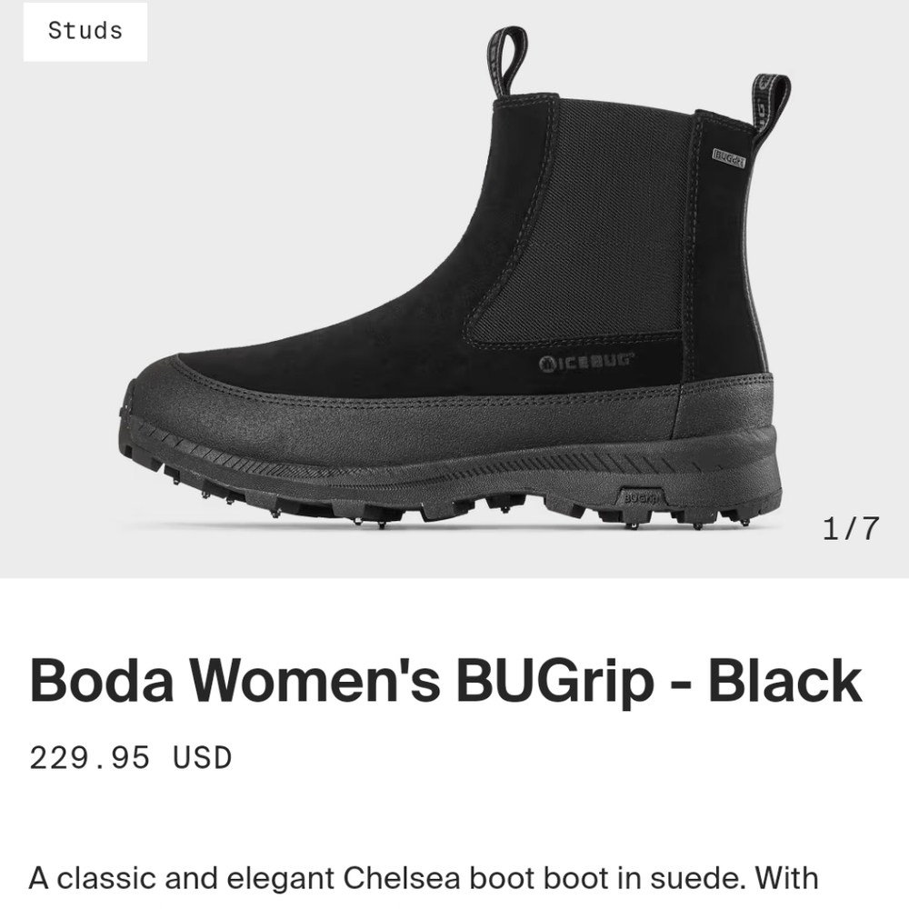 Icebug Boda Women's BUGrip w/ Studs - Black Size 10